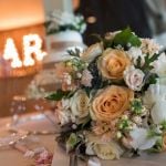 Peach, cream, silver stunning wedding bouquet