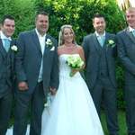 The stunning bride, With the groom & Ushers.