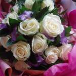 Avalanche Roses & Lilac Lissianthus Hand-Tied Bouquet.